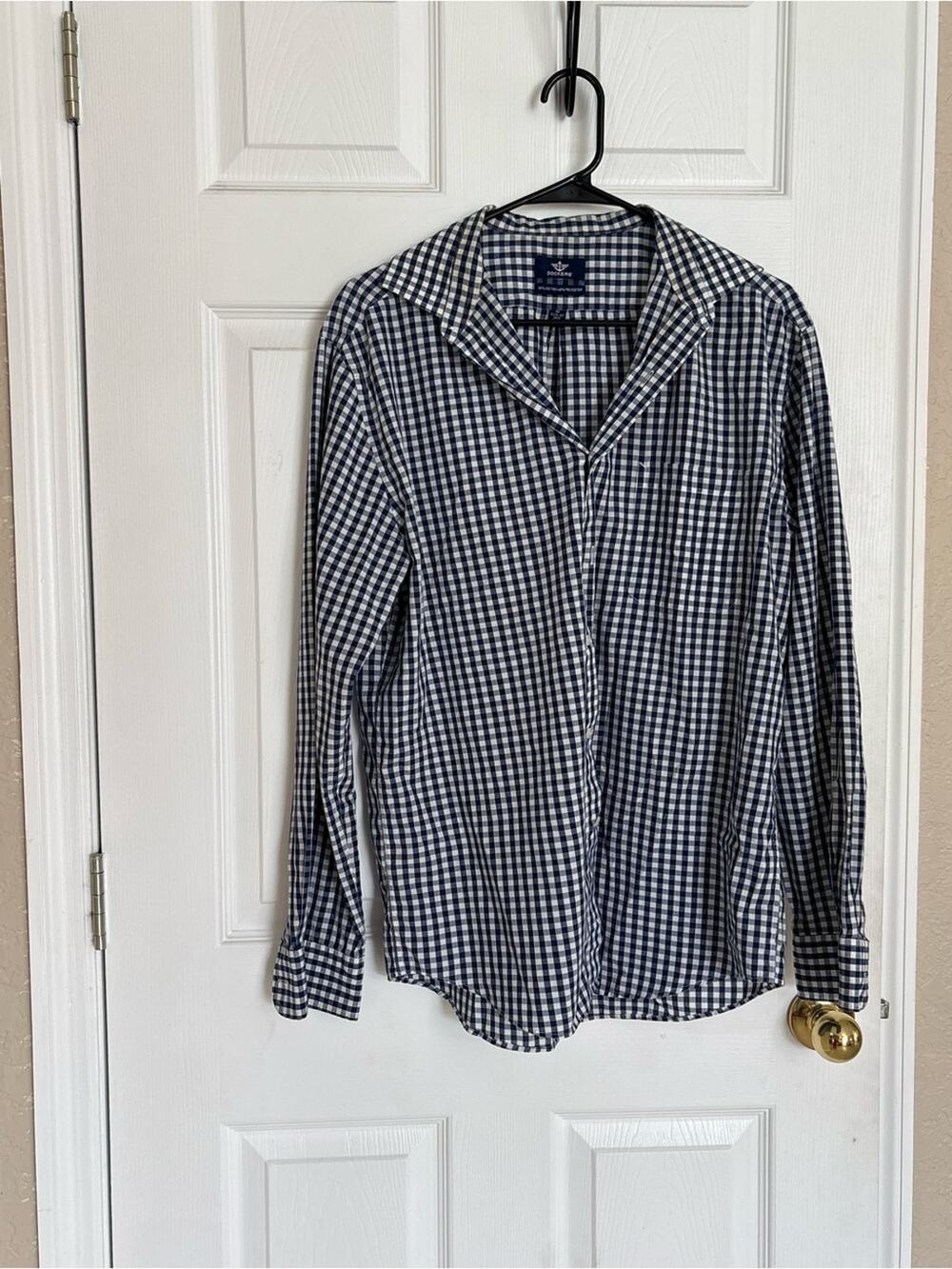 Dockers Blue White Gingham Button Down Shirt Men’s Medium 15-15.5 Casual Cotton